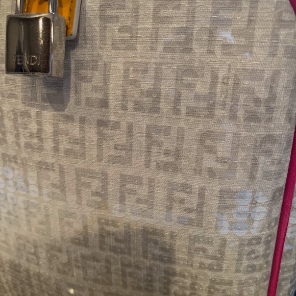 SOLD Fendi Ivory Grey Sequin Multicolour Patent Detail Boston Bag (New) - Picture 13 of 15